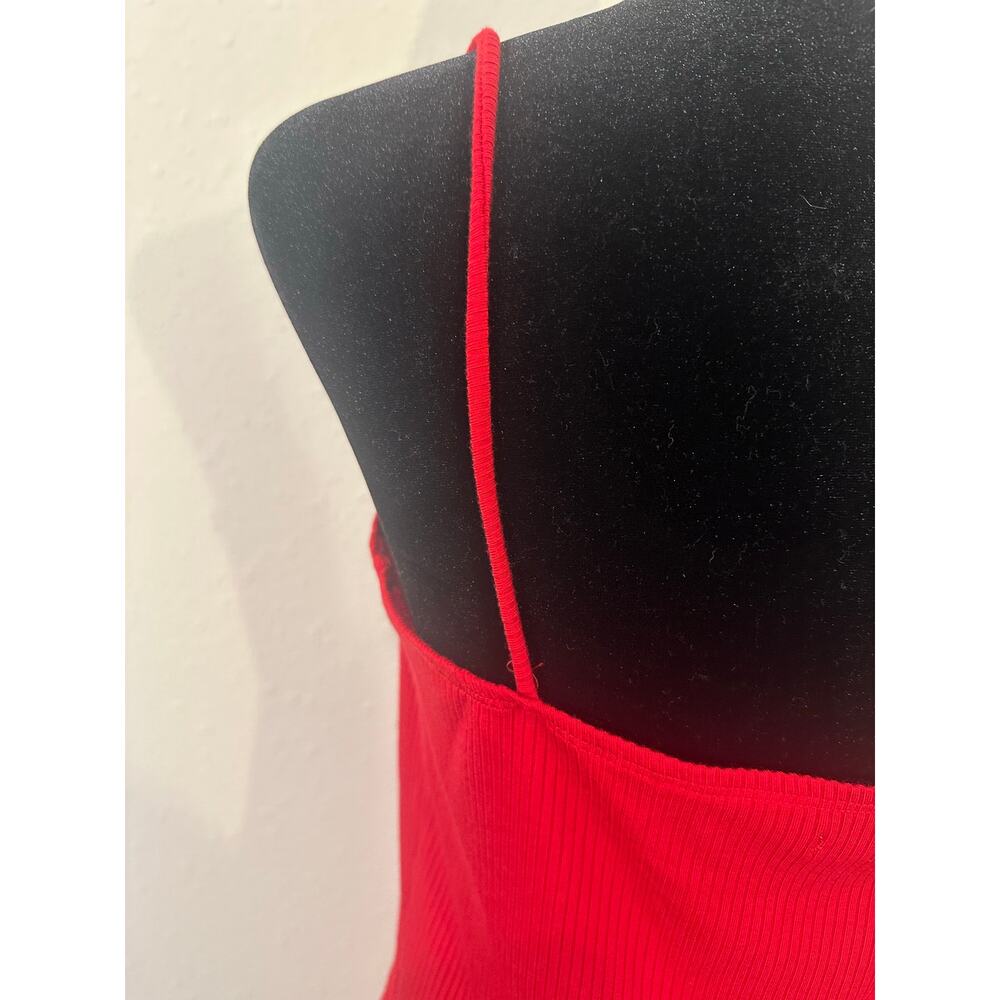 Reformation Formosa Ruched Ribbed Stretch Midi Dress In Red Size XL - Picture 5 of 9